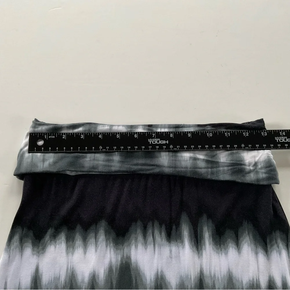 a.n.a Tie Dye Maxi Skirt Sz SP Black White Fold Over  Boho Hippie Beach Vacation